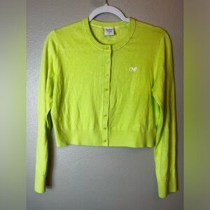 Outdoor Voices Sugar Cashmere Blend Cropped Cardigan in Neon Green Size M